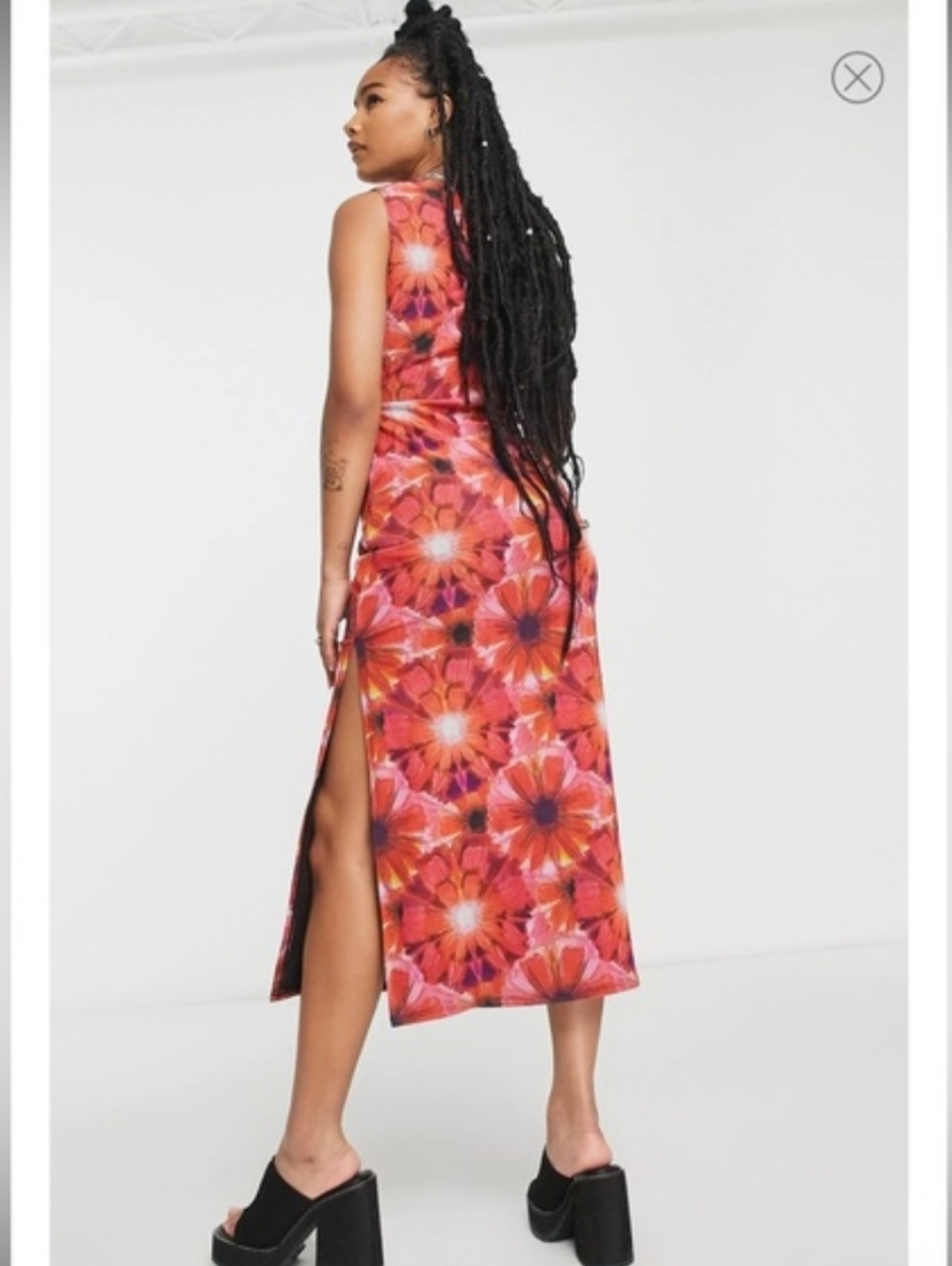 NWT Topshop Red Floral Maxi Dress with Cut Outs, US Petite 8-10 - Picture 5 of 10